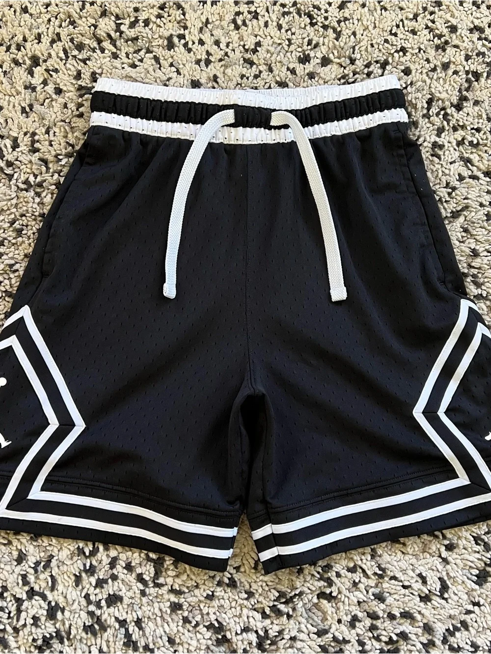 Nike Jordan Sport Dri-Fit Diamond Mesh Shorts Black White Jumpman Men’s Size XS